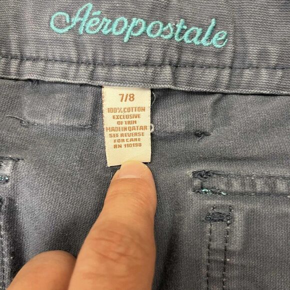 Aeropostale Pants Women 7/8 Gray Capri Casual Wide Leg Double Button Butterfly - Picture 4 of 8